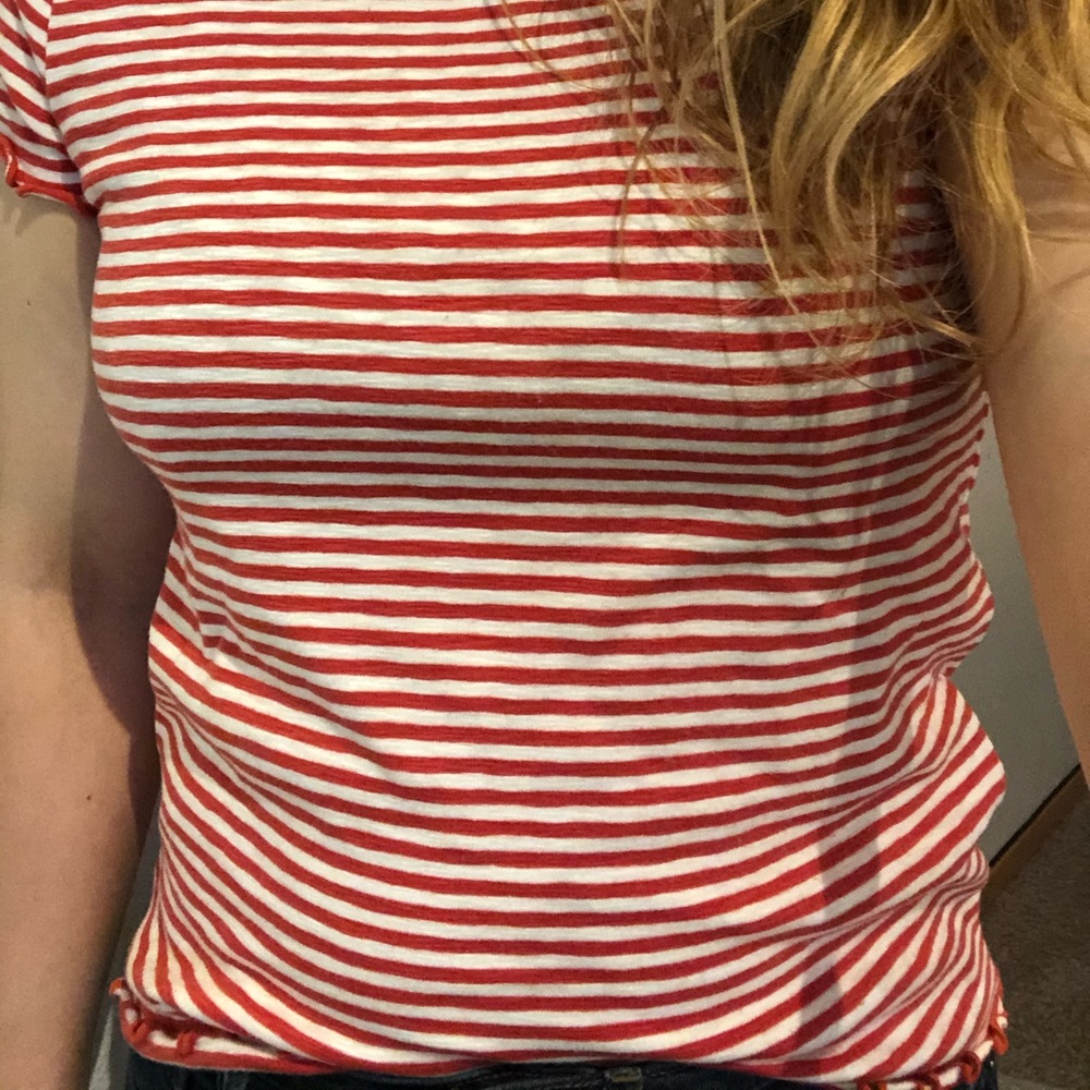 Madewell red and white striped t-shirt